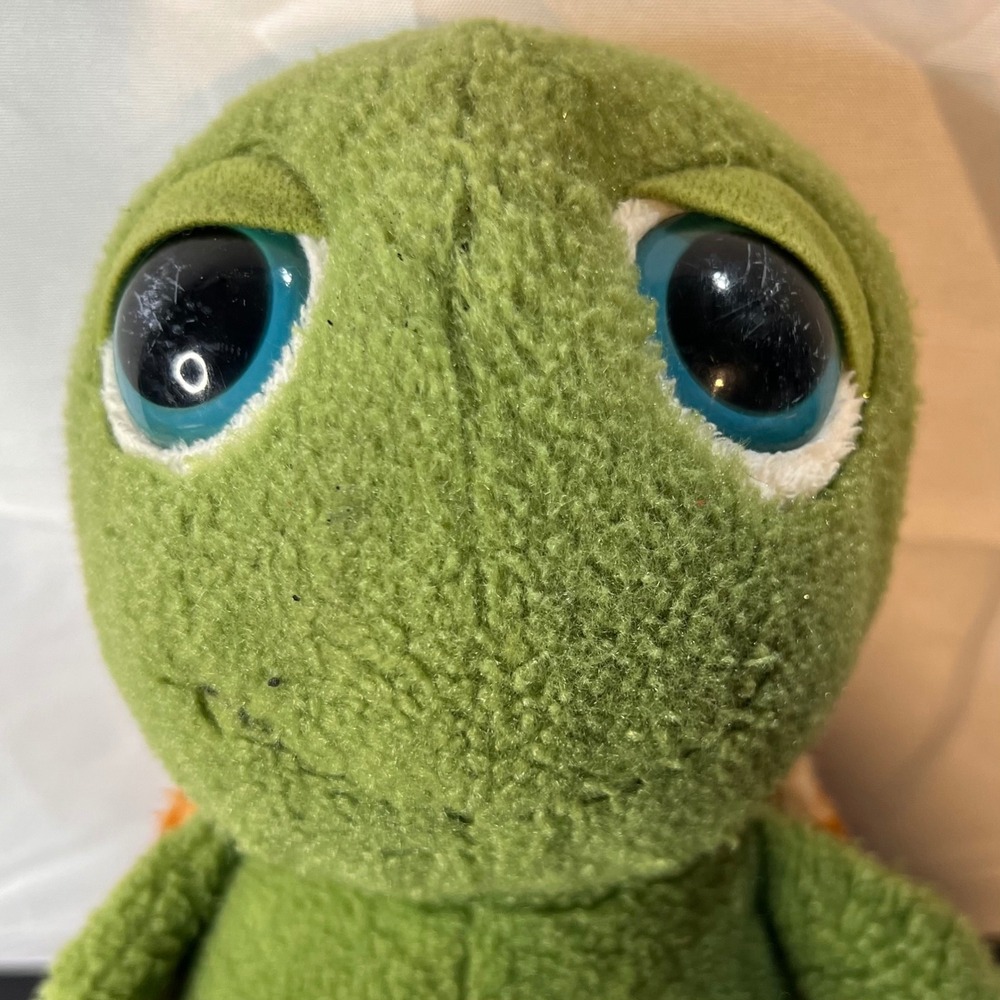 Small Turtle Plush Toy Kids Green Good Blue Big Eyes Spotted Shell - Picture 2 of 5